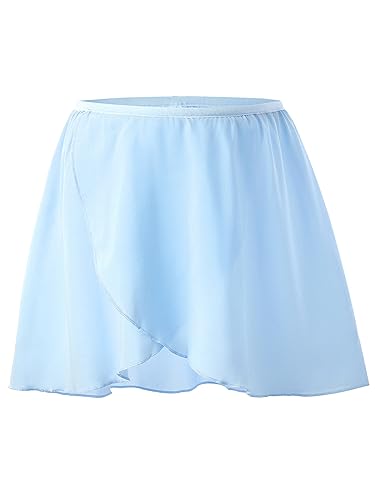 boruizhen Ballett Wickelrock Tanz Rock Chiffon Ballettrock Mädchen Mit Dehnbarem Taillenband für Kinder und Damen Blau L von boruizhen