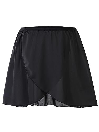 boruizhen Ballett Wickelrock Tanz Rock Chiffon Ballettrock Mädchen Mit Dehnbarem Taillenband für Kinder und Damen Schwarz L von boruizhen