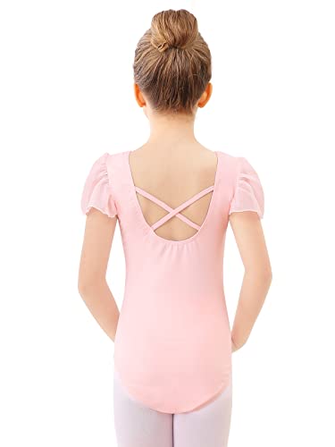 boruizhen Ballettkleidung Mädchen Turnanzug Kinder Gymnastikanzug Puffärmel Ballett Trikot für Mädchen 3–4 Jahre Rosa von boruizhen