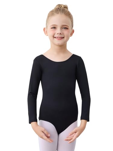 boruizhen Ballettkleidung Mädchen Turnanzug Kinder Gymnastikanzug Puffärmel Ballett Trikot für Mädchen 10-12 Jahre Schwarz von boruizhen