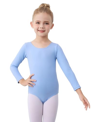 boruizhen Ballettkleidung Mädchen Turnanzug Kinder Gymnastikanzug Puffärmel Ballett Trikot für Mädchen 4-6 Jahre Blau von boruizhen