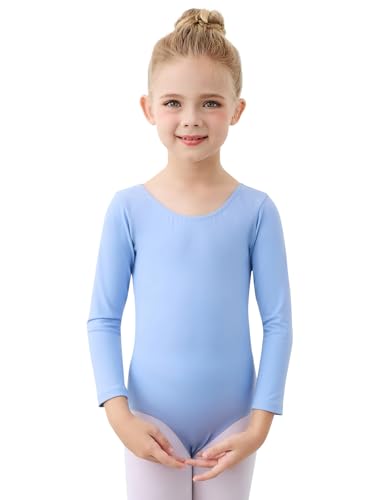 boruizhen Ballettkleidung Mädchen Turnanzug Kinder Gymnastikanzug Puffärmel Ballett Trikot für Mädchen 6-8 Jahre Blau von boruizhen