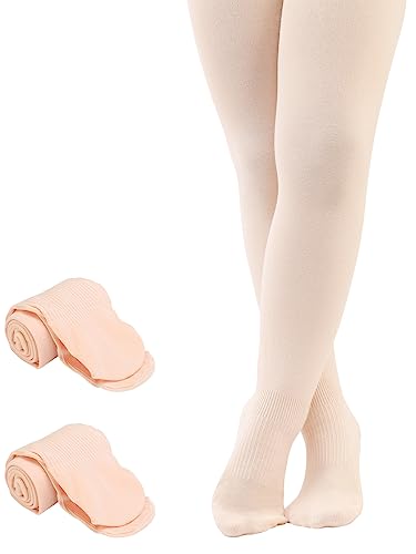 boruizhen Kinder BallettStrumpfhose Mädchen Tanzstrumpfhose mit Fuß Ballett Strumpfhose für Mädchen Anti-Rutsch 5-8 Jahre Rosa 2er Pack von boruizhen