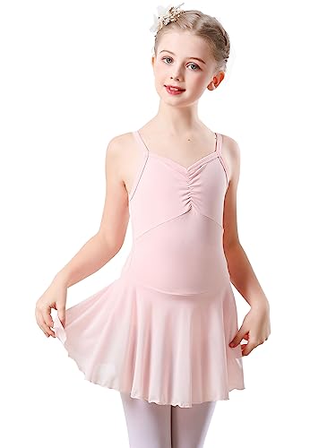 boruizhen Kinder Ballettkleidung Mädchen Ballettkleid Ärmellos Balletttrikot Ballettanzug Tanzkleid Tanzbody mit Chiffon Rock Tütü für 3-4 Jahre Rosa von boruizhen