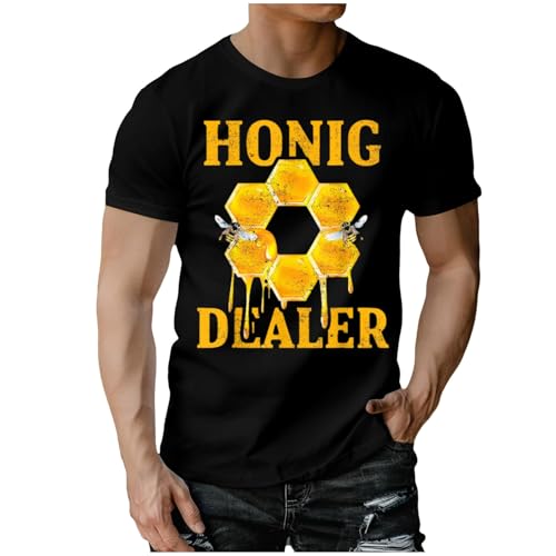 Bienenfest Herren Tshirt 3D Vintage Biene Drucken T-Shirt Rundhals Kurzarm Tops Imker Unisex Sommer Lustig T Shirt Outdoor Oberteil Regular Fit Basic Bee Muster Streetshirt Männer Geschenk von boseucn
