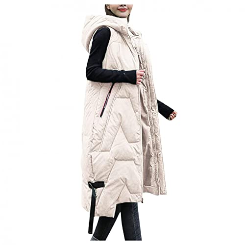 Langweste Damen Daunenweste Weste Steppweste Warmer Daunenmantel Hooded Leichte Gesteppte Lang Weste Jacke Lange Dicker Lose Slim Zip Gilet Für Damen Mädchen Winter Wintermantel Winterjacke von boseucn