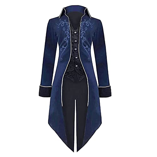 Mittelalter Kleidung Damen, Damen Steampunk Retro Frack Jacke Unregelmäßiger Saum Gothic Kleidung Viktorianischer Gehrock Midi Mantel Renaissance Mittelalter Cosplay Uniform Halloween Kostüm von boseucn