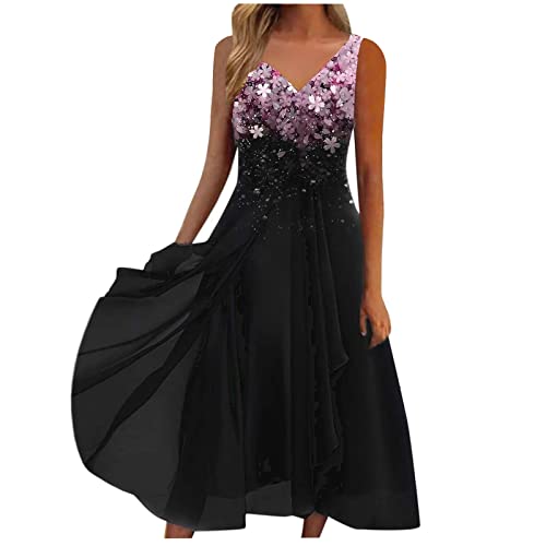 Sommerkleid Damen, Damen Abendkleider Elegant Hochzeit Festliche Kleider Damen Brautmutter Moderne Spitzenkleid Cocktailkleider Festlich Brautmutterkleider Brautkleid,Z14 Schwarz,5XL von boseucn