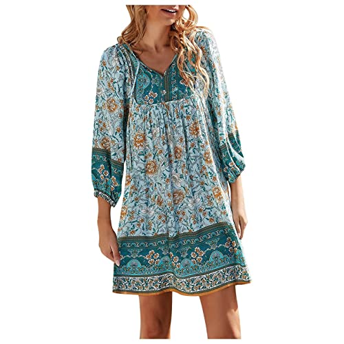 Sommerkleid Damen Boho Tunika Kleid Cover up Strandkleid 3/4 Ärmel V-Ausschnitt Blumenkleid Elegant A Linie Kurz Kleid Sommer Kleider Casual Freizeitkleid T-Shirt Kleid Boho Kleid Damen Sommerkleid Damen Boho Tunika Kleid Cover up Strandkleid 3/4 Ärmel V-Ausschnitt Blumenkleid Elegant A Linie Kurz Kleid Sommer Kleider Casual Freizeitkleid T-Shirt Kleid Boho Kleid Damen von boseucn
