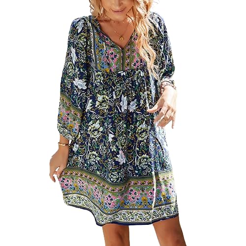 Sommerkleid Damen Boho Tunika Kleid Cover up Strandkleid 3/4 Ärmel V-Ausschnitt Blumenkleid Elegant A Linie Kurz Kleid Sommer Kleider Casual Freizeitkleid T-Shirt Kleid Boho Kleid Damen Sommerkleid Damen Boho Tunika Kleid Cover up Strandkleid 3/4 Ärmel V-Ausschnitt Blumenkleid Elegant A Linie Kurz Kleid Sommer Kleider Casual Freizeitkleid T-Shirt Kleid Boho Kleid Damen von boseucn