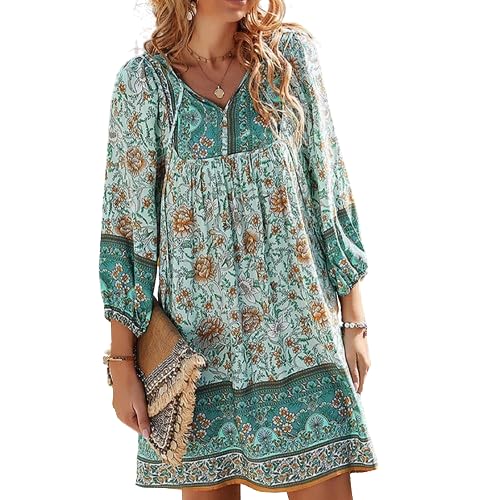 Sommerkleid Damen Boho Tunika Kleid Cover up Strandkleid 3/4 Ärmel V-Ausschnitt Blumenkleid Elegant A Linie Kurz Kleid Sommer Kleider Casual Freizeitkleid T-Shirt Kleid Boho Kleid Damen Sommerkleid Damen Boho Tunika Kleid Cover up Strandkleid 3/4 Ärmel V-Ausschnitt Blumenkleid Elegant A Linie Kurz Kleid Sommer Kleider Casual Freizeitkleid T-Shirt Kleid Boho Kleid Damen von boseucn