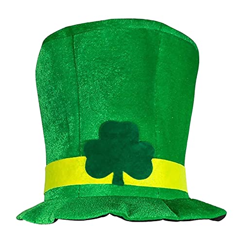 St. Patricks Day Hut Damen Herren, Grüner Unisex Hut St Patrick's Day Hut ST Patricks Day Accessoire Kleeblatthut Faschingshut Green Velvet Top Hat ST Patricks Irland Zylinderhut Party Day von boseucn