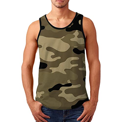 Tank Top Herren Tarnung Sommer Ärmellos Casual Fitness Sport Tanktop Tankshirt T-Shirt Drucken Workout Gym Bodybuilding Muskelshirt Tshirt Weste Shirts Tank top von boseucn