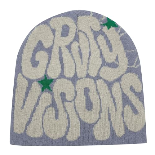 boseucn Y2k Beanie Mütze Herren Damen Teenager Y2k Cap Winter Knit Skater Beanie Mütze Hip Hop Strickmützen Baumwolle Brief Drucken Y2k Beanie Cap Hat Harajuku Fashion Unisex Wintermütze von boseucn