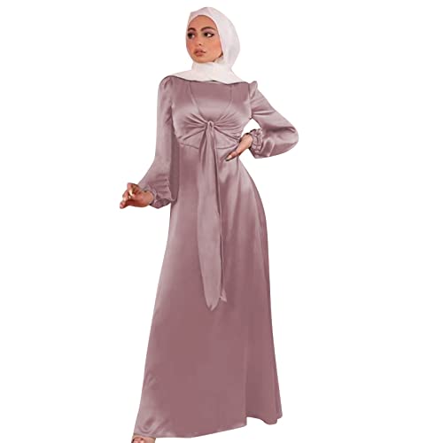 boseucn Abaya Muslim Damen,Damen Muslime Kleid Gebet Islamische Gebetskleidung Frauen Drucken Muslimisches Button Kleider Langarm islamisches Abaya Maxikleid Türkische Robe Elegantes Kleid von boseucn