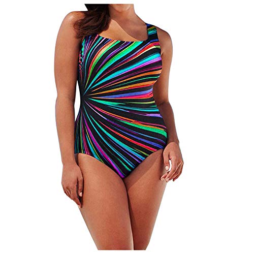 boseucn Badeanzug Damen Große Größe, Damen Monokini Einteiliger Sexy Bauchweg Swimsuit U Ausschnitt Große Brüste Push Up Bademode Sommer Streifen Badeanzüge für Mollige Frauen Elegant Schwimmanzug von boseucn