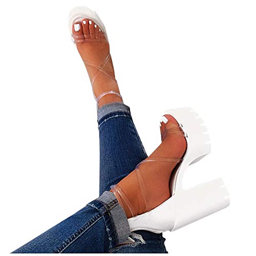 boseucn Damen Sandalen, Sandaletten Damen Plateau Blockabsatz Keilabsatz High Heel Sandale Peep Toe Reißverschluss Abendschuhe Atmungsaktive Rutschfest Schuhe Casual Elegant Sommer Strandschuhe von boseucn