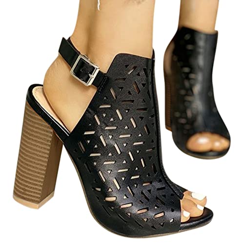 boseucn Damen Sandalen, Sandaletten Damen Plateau Blockabsatz Keilabsatz High Heel Sandale Peep Toe Reißverschluss Abendschuhe Atmungsaktive rutschfest Schuhe Casual Elegant Sommer Strandschuhe von boseucn