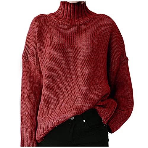 boseucn Damen Strickpullover Winter Baumwolle Strickpullover Damen Oversize Grobstrick Pullover Damen Gestreifter V-Ausschnitt Strickpullover Vintage Stricken Langarmshirt Pulli Sexy Sweater von boseucn