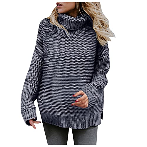 Boseucn Damen Strickpullover Winter Baumwolle Oversize Grobstrick Pullover Gestreifter V-Ausschnitt Vintage Langarmshirt Pulli Sexy Sweater von boseucn
