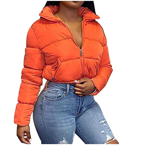 boseucn Daunenjacke Damen Winter Kurz Steppjacke Große Größen Übergangsjacke Funktionsjacke Reißverschluss Hip-Hop Outdoorjacken Winddicht Kälteschutz Kurzmantel Softshelljacke von boseucn