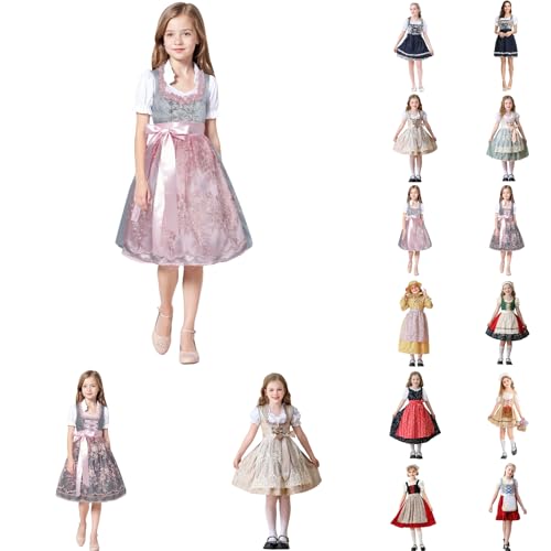 boseucn Dirndl Mädchen Kinder Midi Trachtenkleid Kinderdirndl Bayerisches Dirndlkleid für Alltag Oktoberfest Kirchweih Hochzeit Sonntagausflug Trachtenmode Trachtenbluse Dirndl-Sets für Kinder von boseucn