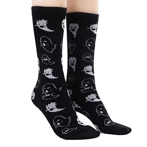 boseucn Halloween Damen Socken, Kuschelsocken Damen Plüsch Halbhohe Socken Gespenster Drucken Warme Socken Strümpfe Weiche Langschaft Socks Herbst Winter Haussocken Wintersocken Kniestrümpfe von boseucn