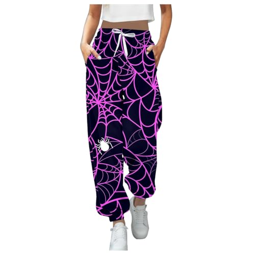 boseucn Halloween Jogginghose Damen, Sporthose Damen Blutspritzer Muster Freizeithose mit Kordelzug Taschen Casual Laufhosen High Waist Lang Hose Bloody Entsetzen Sweathose Halloween Kostüm Damen von boseucn