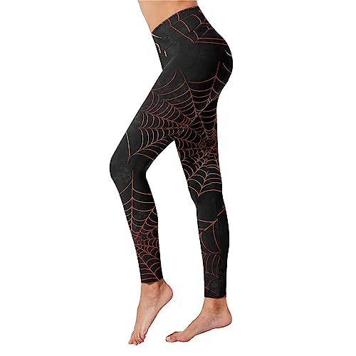 boseucn Halloween Leggings Damen, Damen Leggings Festlich Spinne Spinnennetz Drucken Sport Yogahosen Slim Fit Hohe Taille Lange Fitnesshose Tights Elastische Strumpfhosen Freizeithosen Streetwear von boseucn