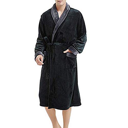 boseucn Herren Bademantel Lang, Leichter Bademantel Herren Bademantel Herren Baumwolle Morgenmantel Herren Herren Morgenmantel Bademantel Satin Lang Strickjacke Nachtwäsche Pyjamas Robe von boseucn