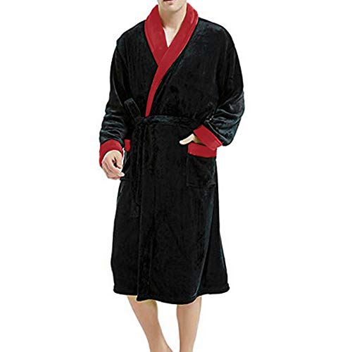 boseucn Herren Bademantel Lang, Leichter Bademantel Herren Bademantel Herren Baumwolle Morgenmantel Herren Herren Morgenmantel Bademantel Satin Lang Strickjacke Nachtwäsche Pyjamas Robe von boseucn