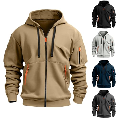 boseucn Hoodie Herren Reißverschluss Kapuzenjacke Casual Sportjacke Outdoorjacke Sweatjacke Herren mit Kapuze Sweatshirt Jacke Kapuzenpullover Zip Hoodie mit Taschen Bequem Kapuzenpulli Sportshirt von boseucn
