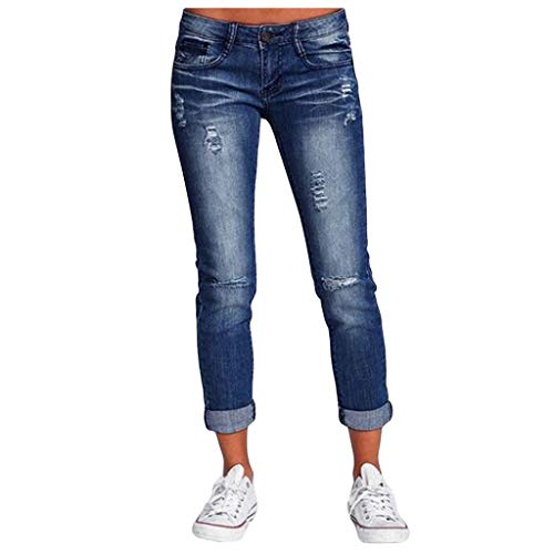 boseucn Jeans Damen, 7/8 Jeanshose Damen Skinny Low Waist Jeans Streetwear Bootcut Slim Jeans mit Taschen Teenager Mädchen Denim Pants Casual Sommer Freizeithose Jeanshosen Straight Jeans von boseucn