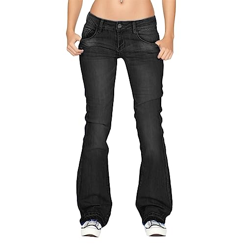 boseucn Jeans Damen, Damen Stretch Denim Flare Jeans Schlaghosen Jeans Damen High Waist Bootcut Skinny Jeans Damen Stretch Flared Bootcut Jeans Casual Schlank Stylische Denimhose (Z13-Black, S) von boseucn