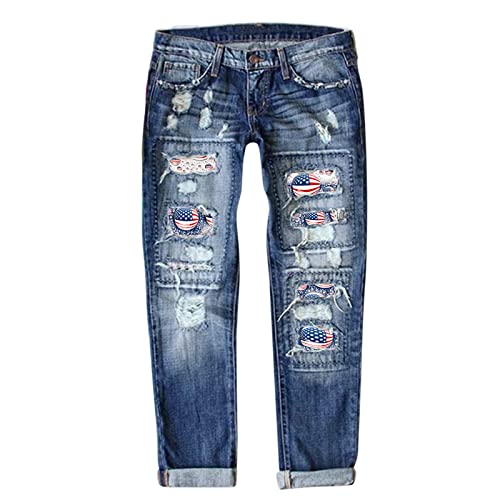 boseucn Jeans Damen, Jeanshose Damen Baggy Low Waist Jeans Y2K Zerrissen Hose Straight Leg E-Girl Style Streetwear mit Taschen Teenager Mädchen Casual Sommer OUtdoor Jeanshosen Freizeithose von boseucn