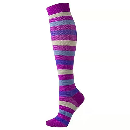 boseucn Kompressionsstrümpfe Sport Damen Herren Streifen Kompressionssocken Stützstrümpfe Compression Socks Laufstrümpfe für Laufen Reisen Radsport Flug Joggen Radfahren Atmungsaktiv Laufsocken von boseucn