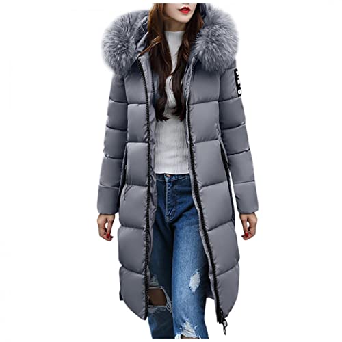 boseucn Mantel Damen Winter Lang Warm, Damen Daunenjacke Lang Mantel Daunenmantel Steppmantel Wintermantel Mit Kapuze Winter Warm Parka Winddicht Jacke Steppjacke Steppmantel von boseucn