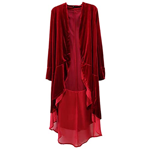 boseucn Mittelalter Kleidung Damen, Damen Mittelalter Strickjacke Lang Cardigan Open Front Langarm Retro Traditionelles Halloween Karneval Kostüm Viktorianisches Renaissance Jacke Mäntel von boseucn