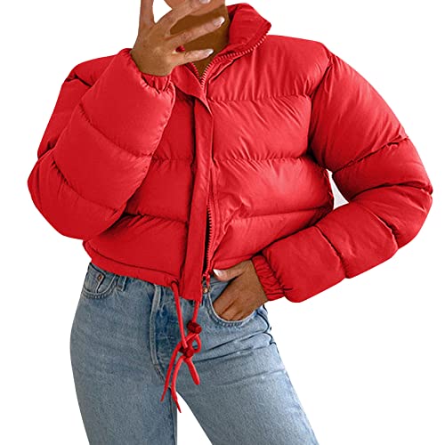 boseucn Puffer Jacke Damen Winter, Damen Jacke Puffer 3/4 Jacke Damen Schwarz Cropped Jacke Kurz Warm Jacke Daunen Crop Winterjacke Bauchfrei Winter Leicht Steppjacke Daunenmantel Jacke Puffer von boseucn