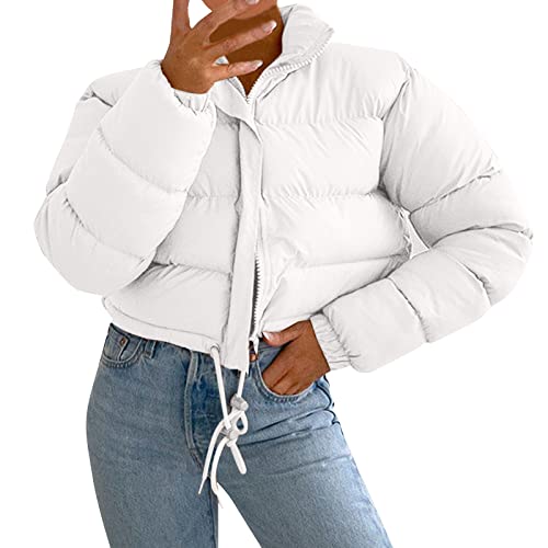 boseucn Puffer Jacke Damen Winter, Damen Puffer Jacke Kurz Schwarz Beige Winter Warm Gesteppte Dicke Winterjacke Winter Warm Ubergangs Damen-Jacken Outdoor Langarm-Baumwolljacke Jacken füR Damen von boseucn