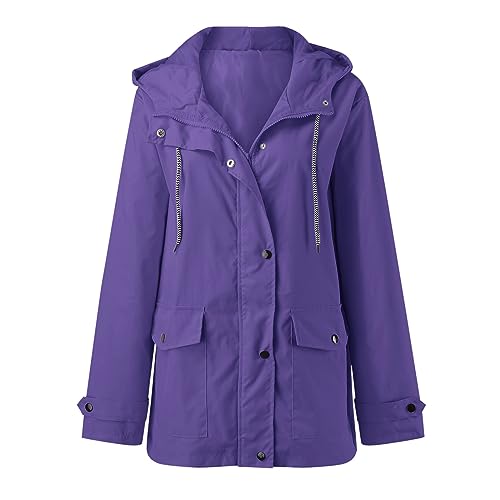 boseucn Regenjacke Damen Faltbar Regenmantel mit Kapuze Reißverschluass Große Größen Winddicht Übergangsjacke Wasserdicht Atmungsaktiv Regenjacken Winterjacke Windbreaker Outdoorjacke Regenparka von boseucn