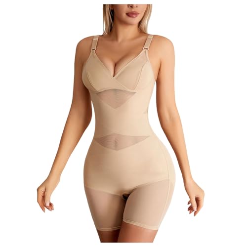boseucn Shapewear Damen Body Stark Formend Bodys Atmungsaktiven Miederbody mit Verstellbarer Schultergurt Bauchweg Shape Bodysuit Schritt Offen Sculpting Shorts Formender Vielseitige Body Shaper von boseucn