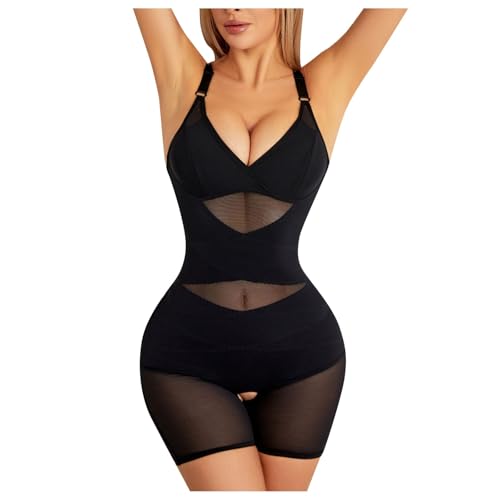 boseucn Shapewear Damen Body Stark Formend Bodys Atmungsaktiven Miederbody mit Verstellbarer Schultergurt Bauchweg Shape Bodysuit Schritt Offen Sculpting Shorts Formender Vielseitige Body Shaper von boseucn