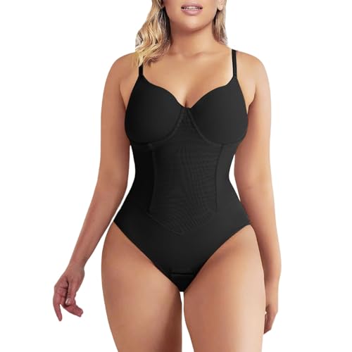boseucn Shapewear Damen Body Stark Formend Bodys mit Bügel Frauen Miederbody mit Verstellbarer Schultergurt Postpartum Bauchweg Shape Bodysuit Sculpting Tanga Formender Vielseitige Body Shaper von boseucn