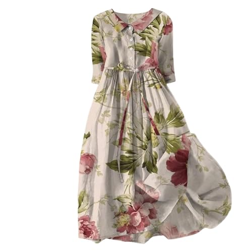 boseucn Sommerkleid Damen Leicht Revers Tasten 3/4 Arm Leinenkleid Sommer Boho Blumen Drucken Lang Sommerkleider mit Gürtel Elegant Kleider A-Linie Strandkleid Casual Lose Freizeitkleid Blumenkleid boseucn Sommerkleid Damen Leicht Revers Tasten 3/4 Arm Leinenkleid Sommer Boho Blumen Drucken Lang Sommerkleider mit Gürtel Elegant Kleider A-Linie Strandkleid Casual Lose Freizeitkleid Blumenkleid von boseucn