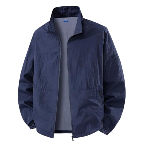 boseucn Sonnenschutz Jacke Herren Damen Sommer Einfarbig Schnelltrocknend Outwear Leichte Full Zip Hoodie Unisex Stehkragen Langarmshirt Dünn Atmungsaktive Sportshirt Angeln Wandern Funktionsshirt von boseucn