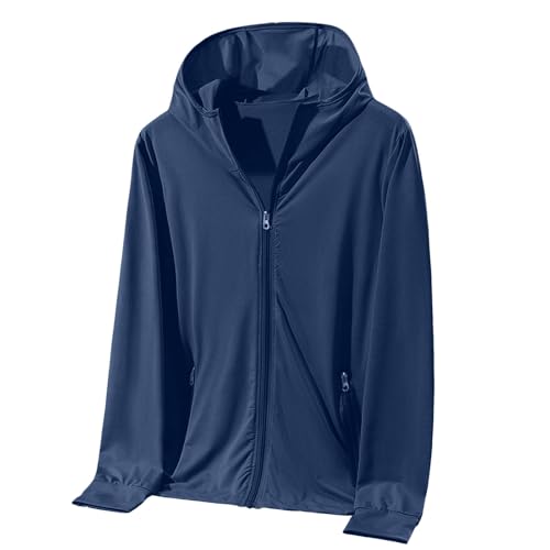 boseucn Sonnenschutz Jacke Herren Damen Sommer Outdoor Leichte Full Zip Hoodie Unisex Langarmshirt mit Kapuze Einfarbig Dünn Atmungsaktive Sportshirt Angeln Wandern Schnelltrocknend Funktionsshirt von boseucn