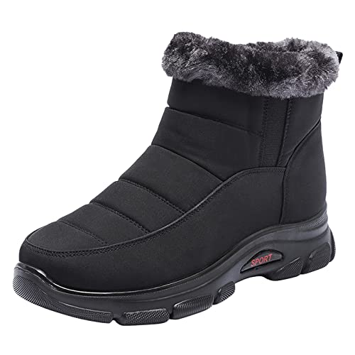 boseucn Stiefeletten Damen, Winterstiefel Damen Gefüttert Wasserdicht Winterschuhe Flach rutschfeste Warme Schneestiefel Leicht Flache Bequem Kurze Stiefel Winter Stiefel von boseucn