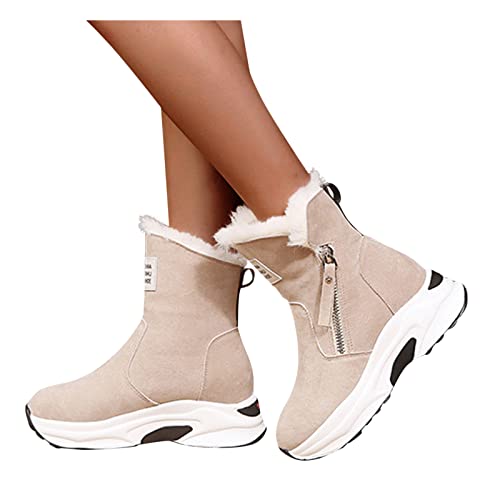 boseucn Stiefeletten Damen Mit Absatz Elegant, Damen Stiefeletten Gemütlich Schneestiefel mit Flache ComfortWasserdicht Warm Gefüttert Frauen Ankle Boots Bootie Herbst Winter Stiefel Damen von boseucn