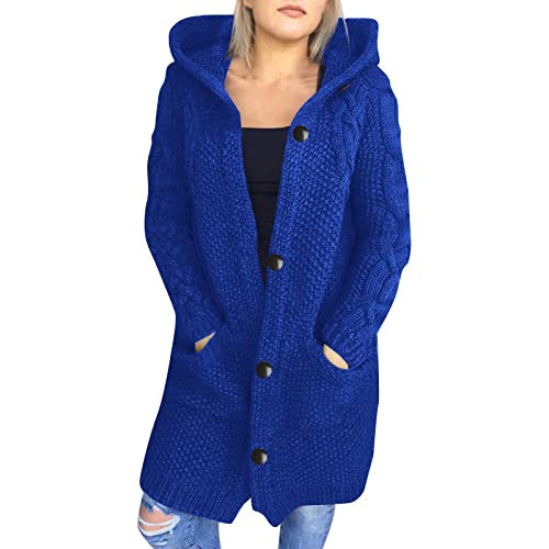 boseucn Strickjacke Damen Warm Strickjacke Damen Zopfmuster Oversized Grobstrick Winter Cardigan mit Knöpfe V-Ausschnitt Strickmantel Strickjacke Damen Grobstrick Winter Zopfmuster Oversized von boseucn